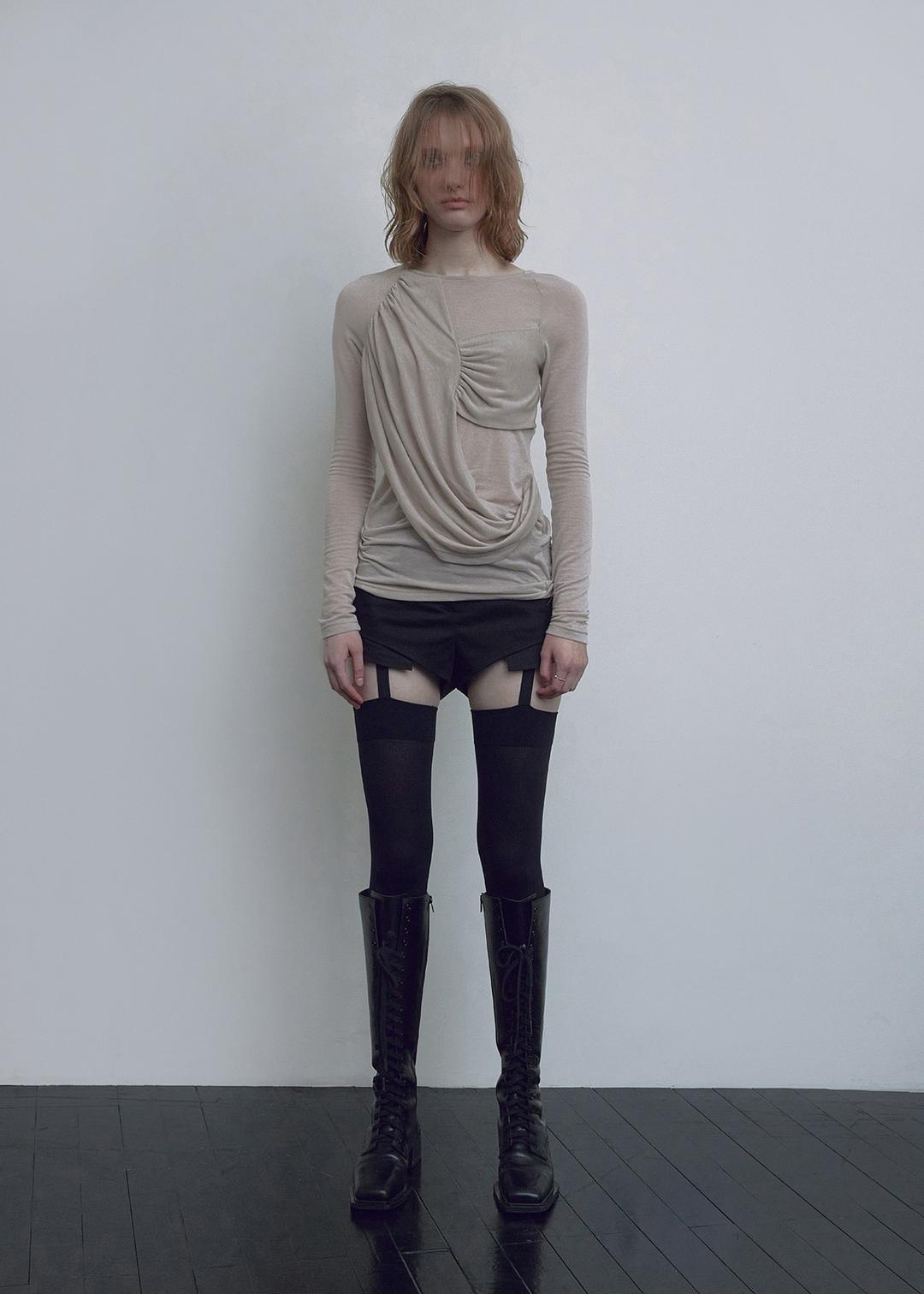 SOFT DRAPING T, BEIGE
