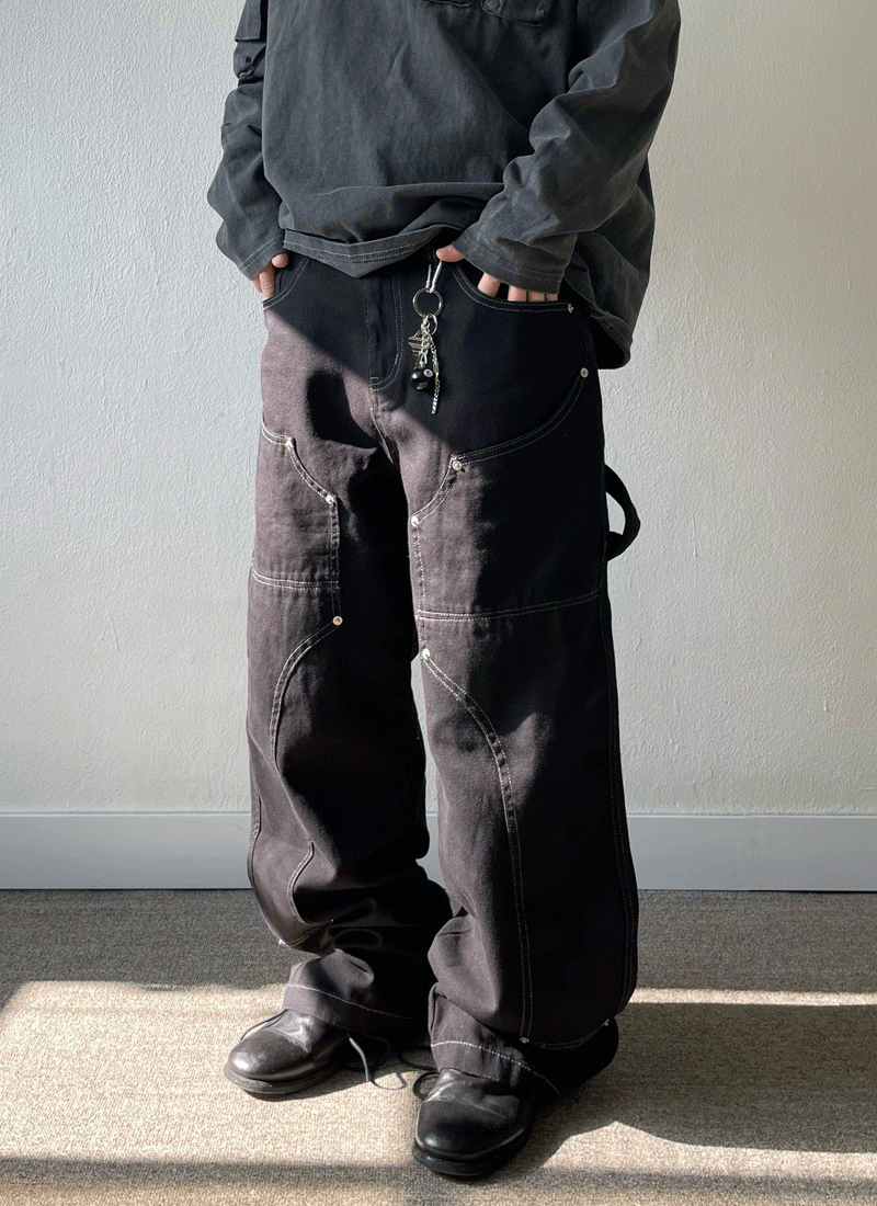 리벳 더블니 캔버스 카펜터 팬츠