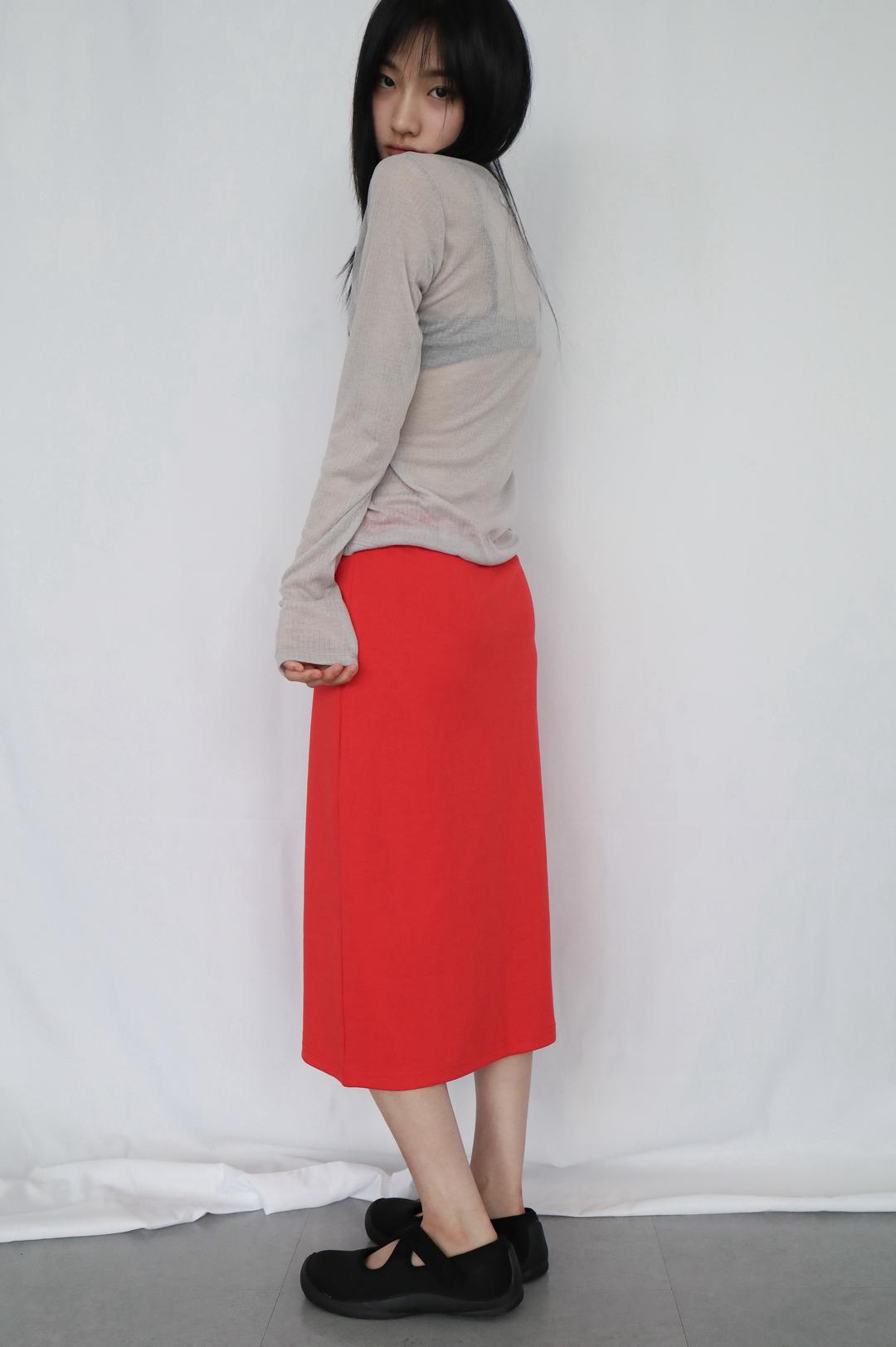 풀풀풀 midi tori skirt (red)