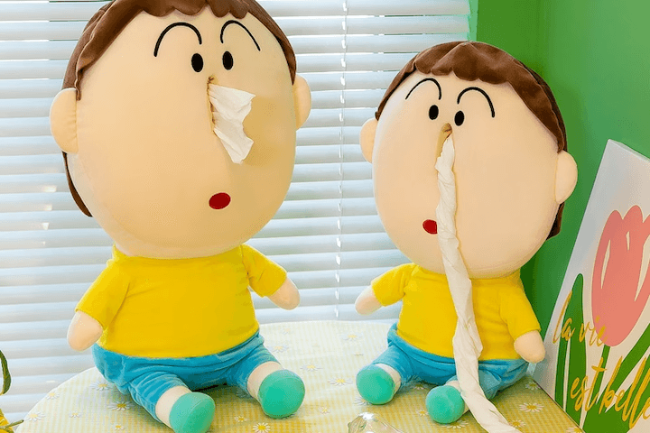 맹구 콧물 휴지케이스 티슈 쿠션 인형 커버