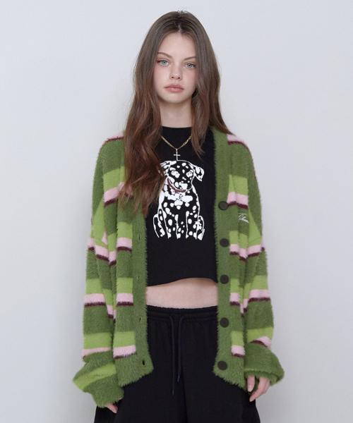 MULTI STRIPE CARDIGAN [LIME]