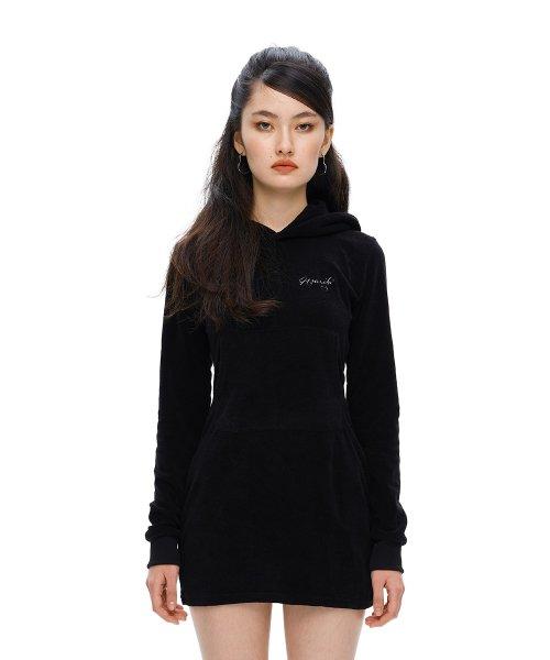 [IOP001-1] 테리 후드 원피스-블랙