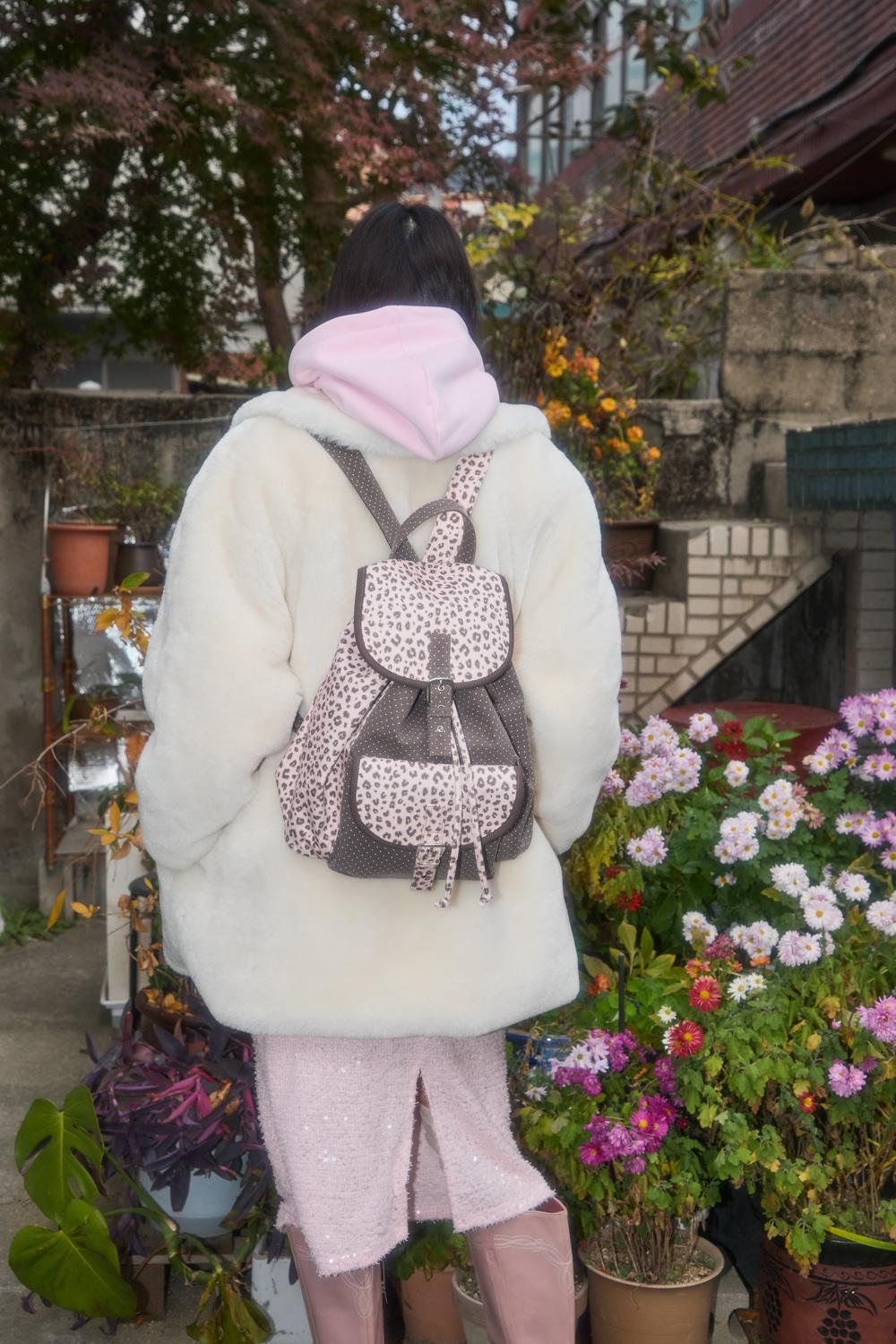 SHAKIRI LEOPARD MIXED BAGPACK (PINK/BROWN)