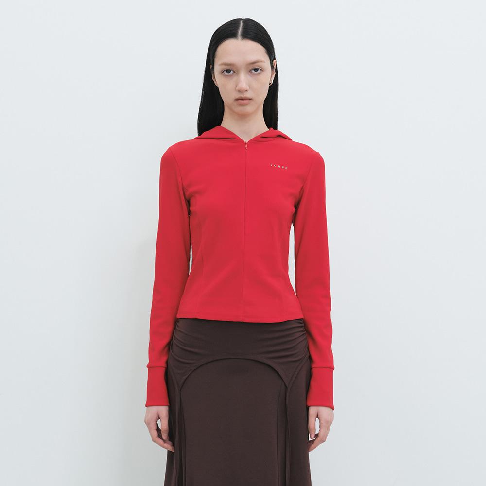 Half Zip-Up Hood (Red)