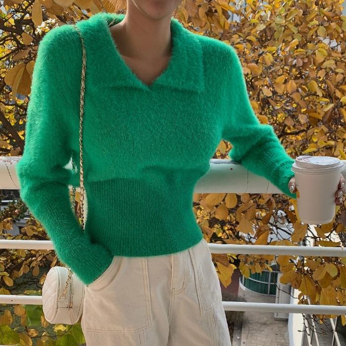 맨티즈 카라 앙고라 니트