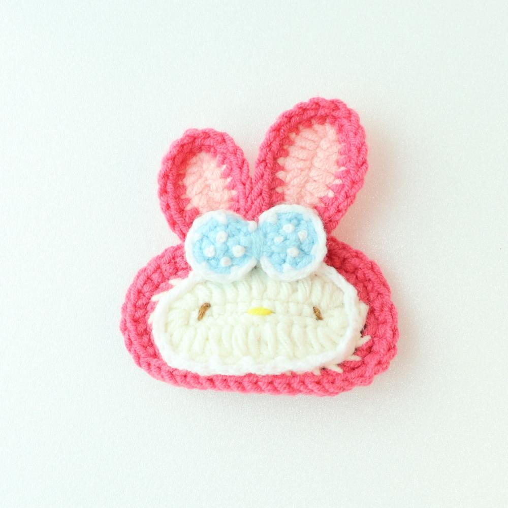 뜨개 헤어핀  토끼뜨개핀  핸드메이드 헤어핀 똑딱이핀 뜨개 머리핀