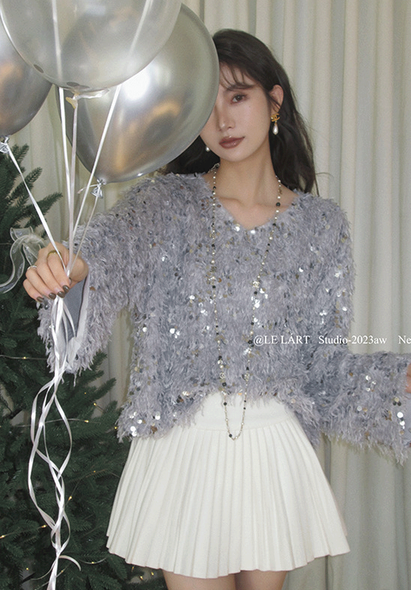 몰리 스팽글 퍼 니트-knit(LL6470)