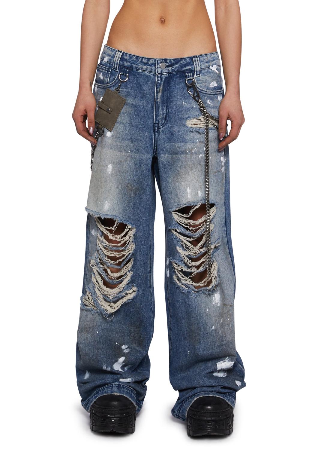 Hot Reputation Wide Leg Jeans - DENIM / XX-Small