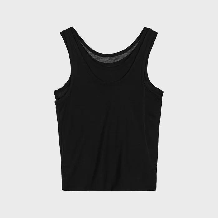 TWO-WAY LAYRED SLEEVELESS DRESS IN BLACK