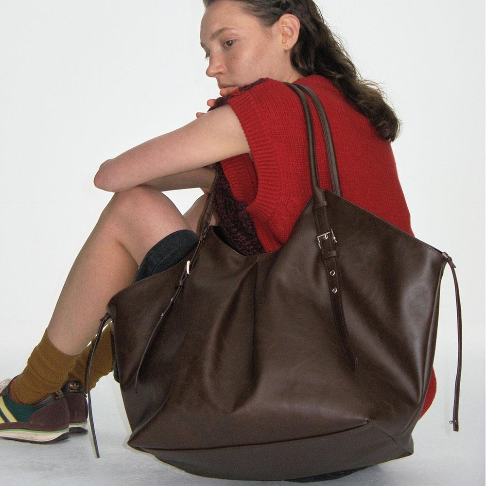belted shopper bag (choco brown)