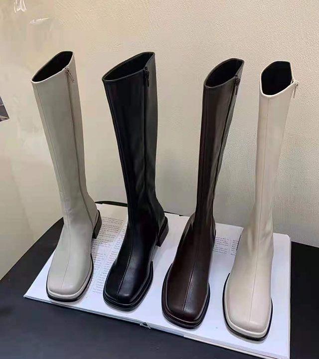 스퀘어 토 클래식 롱부츠