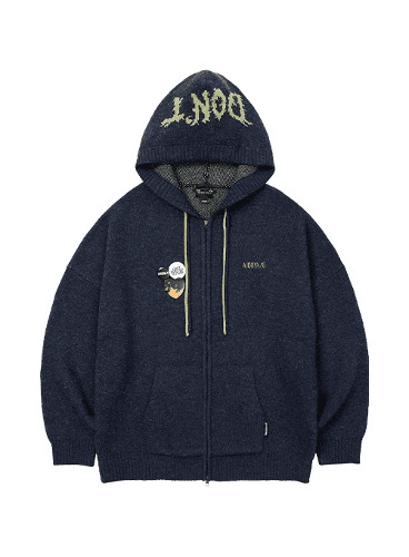 [PBA] DBOF Wool Knit Zip-Up Hoodie [NAVY]