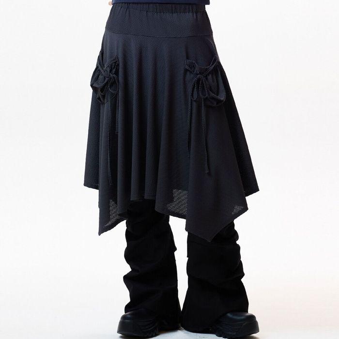IM LAYERED MIDI SKIRT(CHARCOAL)