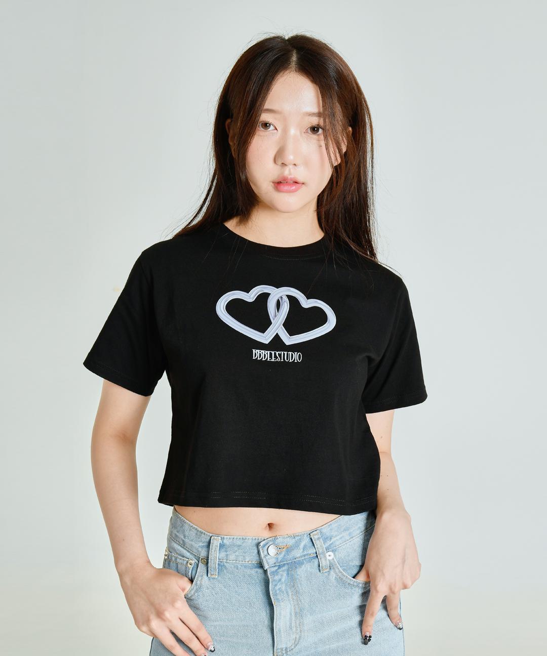 [비비비] 커플하트 CROP TEE (2 Colors)