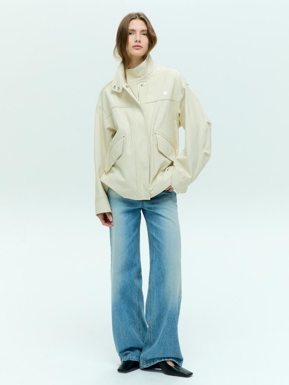 TWILL TEXTURE COTTON JUMPER [IVORY]