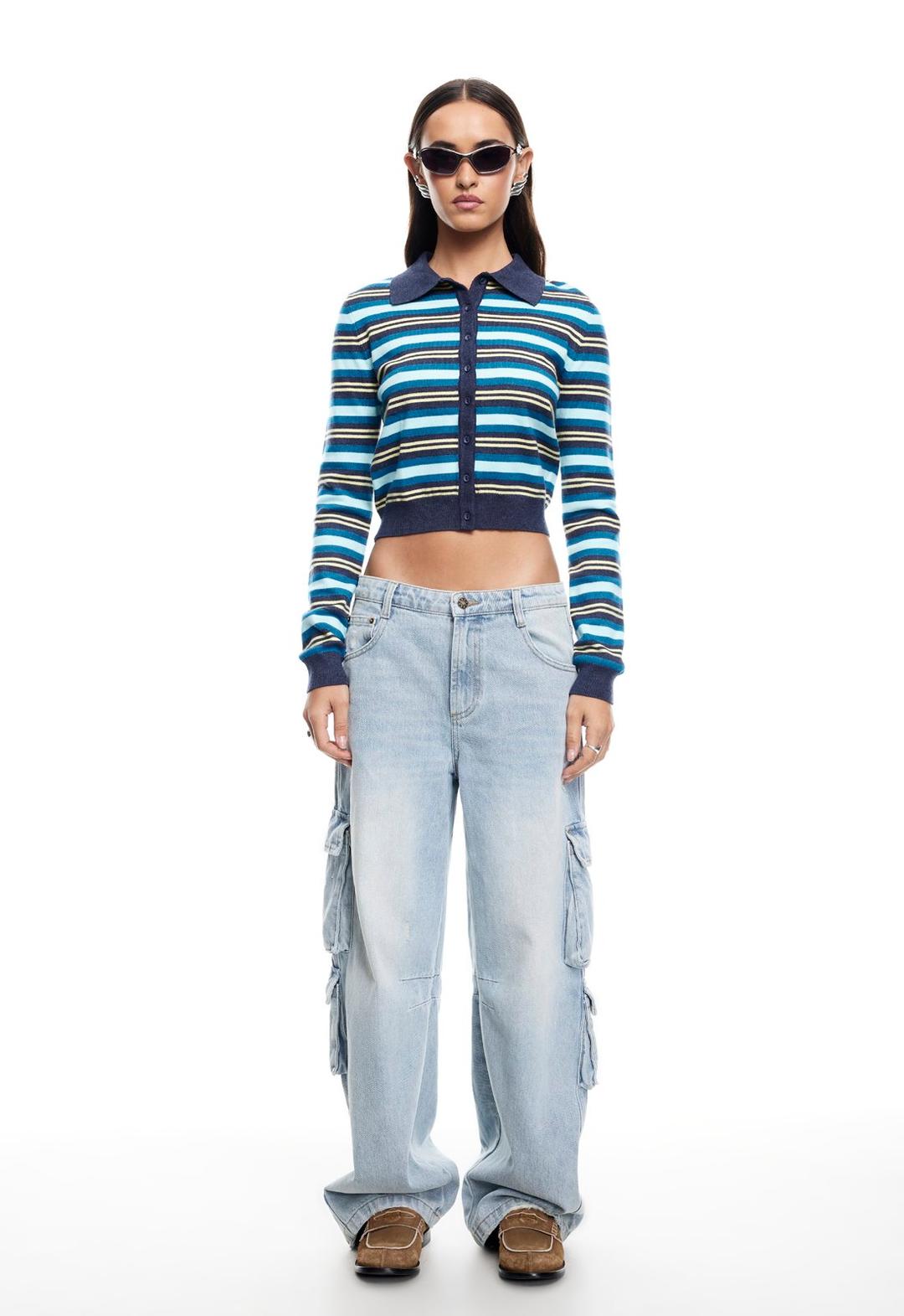AWAKENING CARDIGAN - NAVY STRIPE - XXS / NAVY STRIPE