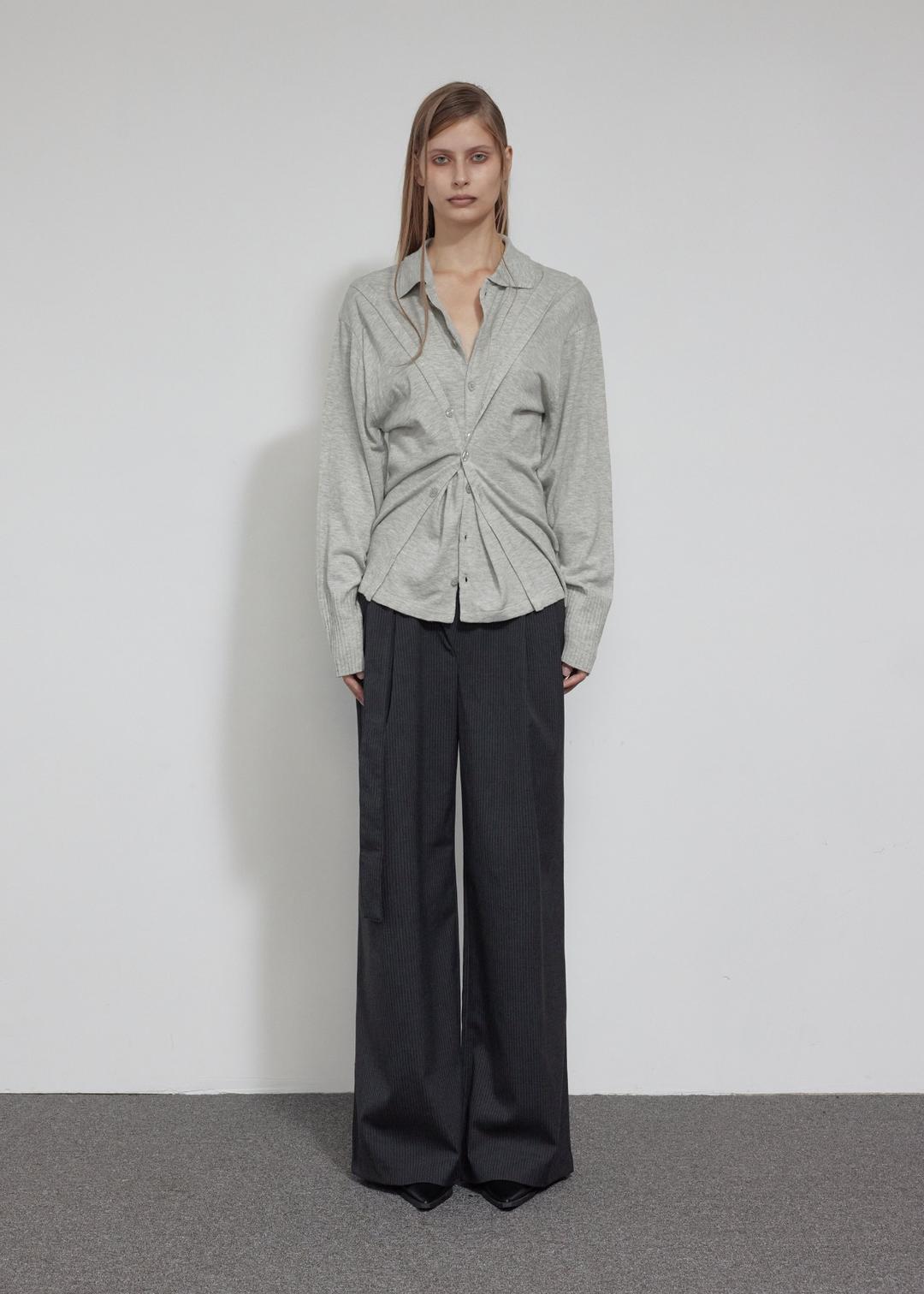 BUTTONED FIT CARDIGAN, MELANGE GRAY