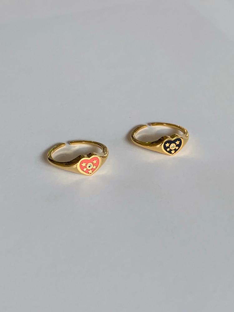 스타인하트링 핑크하트링 블랙하트링 디자인반지 오픈링 별자리 큐빅 오픈반지