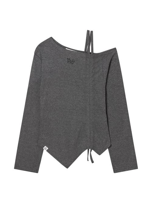 원숄더 셔링 롱슬리브 [차콜 그레이]