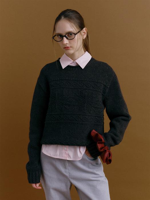 SNOWFLAKES ROUND PULLOVER (dark brown)