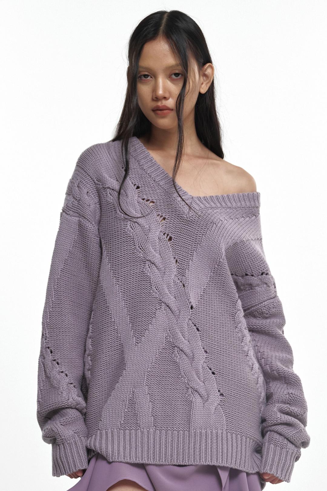 MIXED TWIST KNIT (UNISEX) LAVENDER FOG