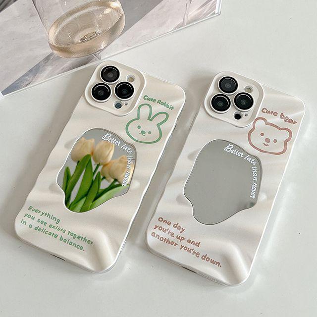 [신상] 크림 큐트 애니멀 미러 아이폰케이스 폰케이스 핸드폰 그립톡 케이스 프로 맥스