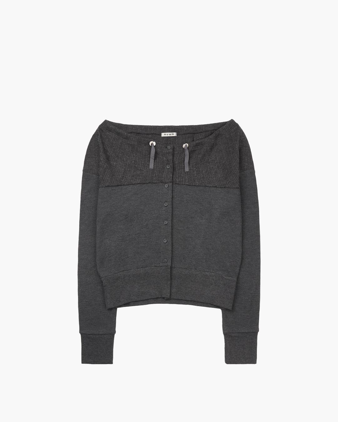 BLOOM NECKLINE CARDIGAN (CHARCOAL)