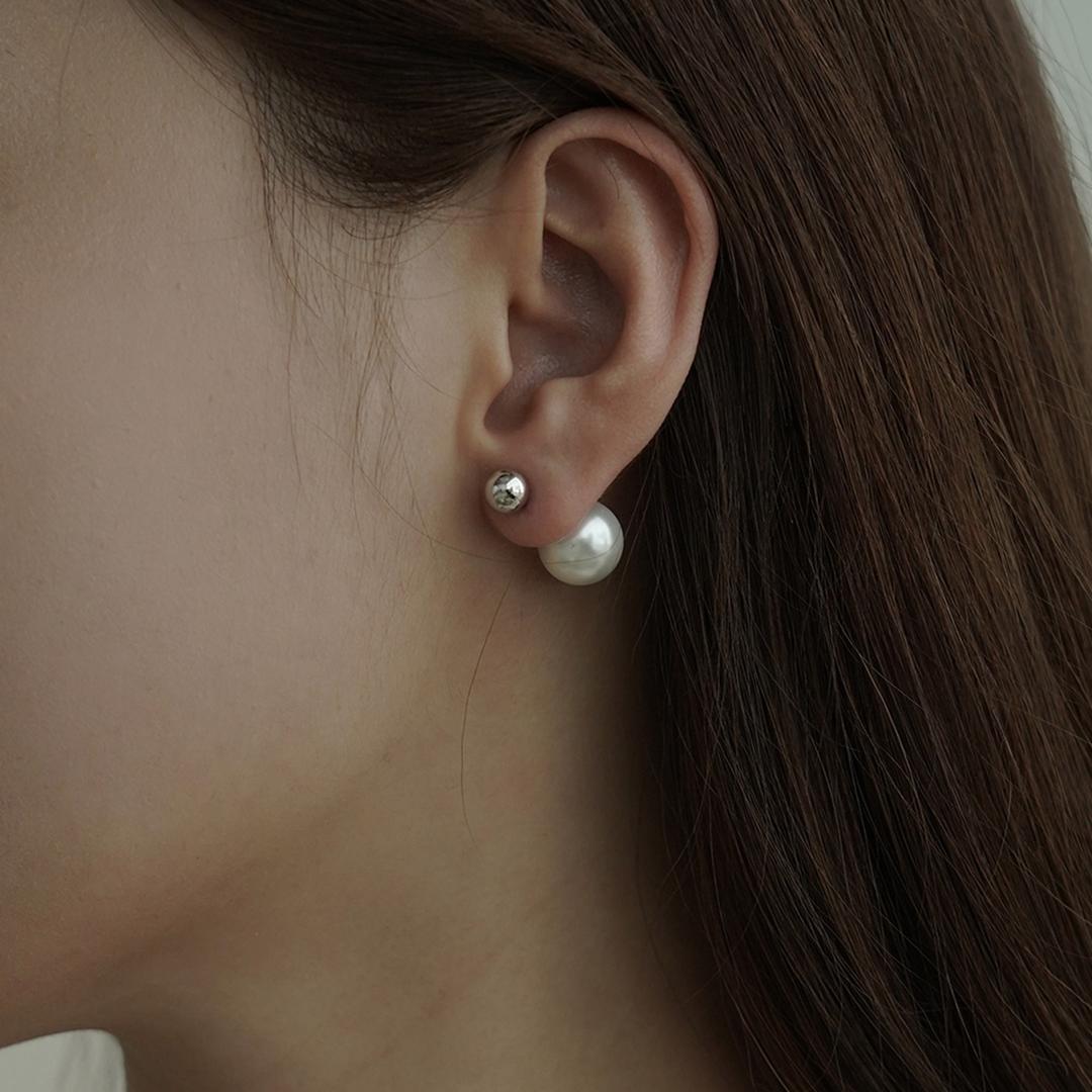 Villandry Pearl Ball Earrings (#silver#gold)