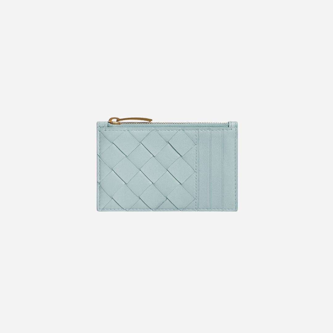 Bottega Veneta Zipped Card Case Teal Washed