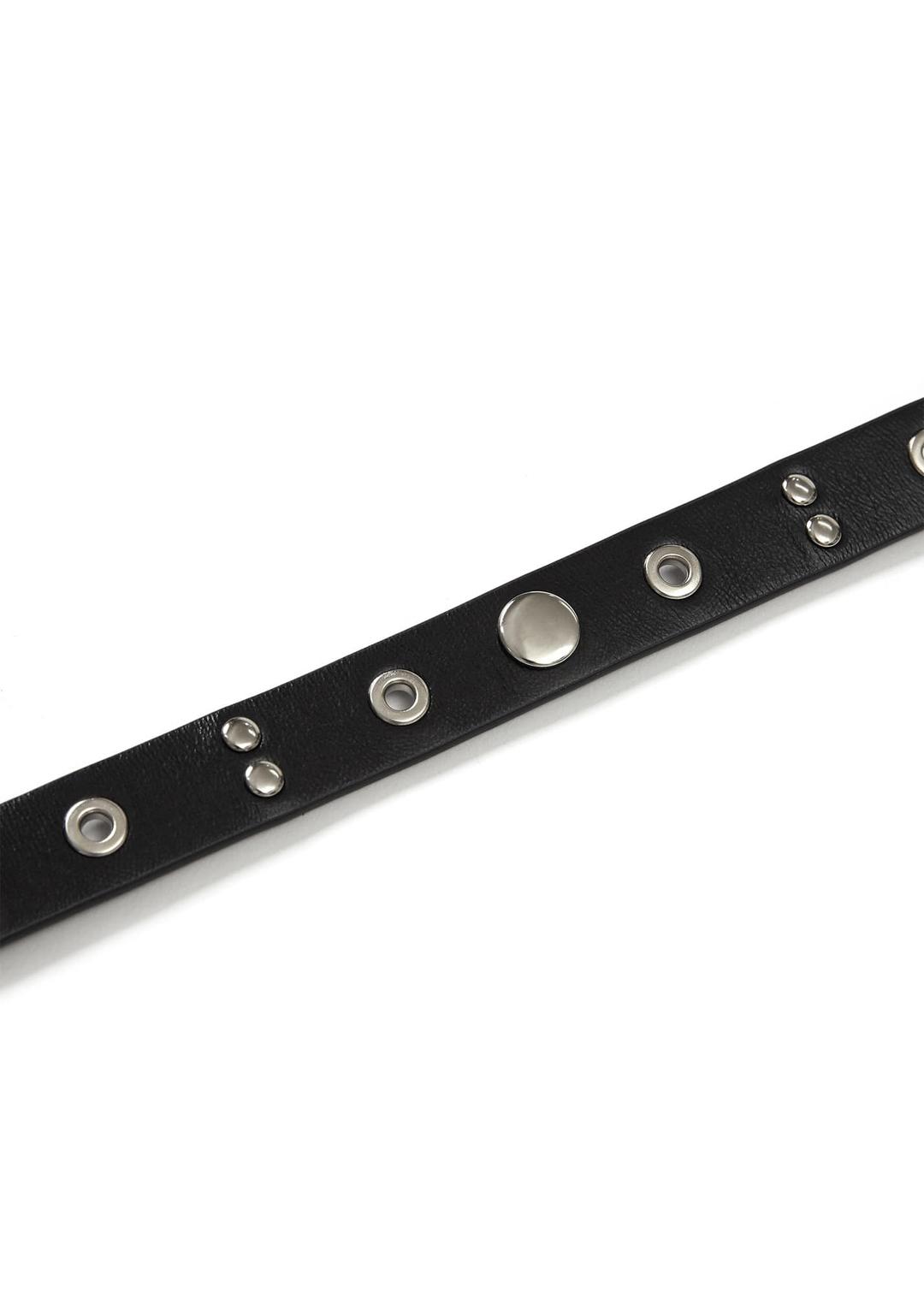 NEW EYELET LEATHER BELT (BLACK)