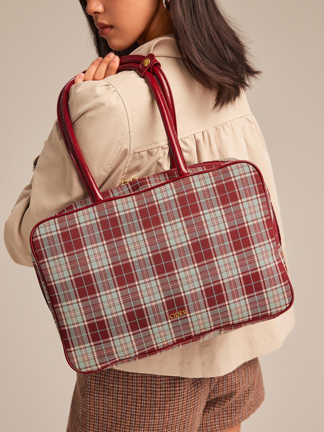 PLAID SQUARE TOTE BAG