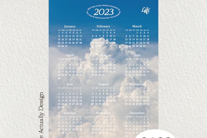 2023 cloud 구름 포스터 달력 캘린더 (A2)