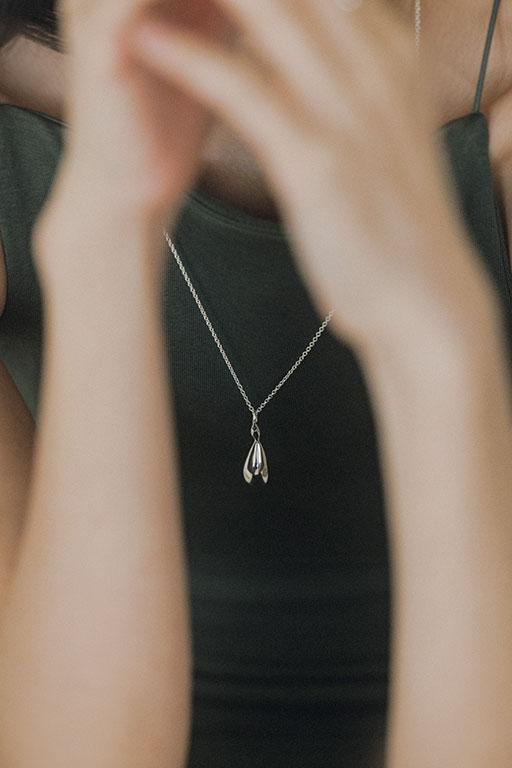 Victorian Mirror Necklace Silver