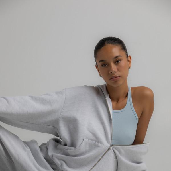 Boyfriend Hoodie Zip-Up(Heather Gray)