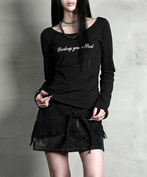 UNZIPPED LOGO T-SHIRT (Cursive ver.) #BLACK