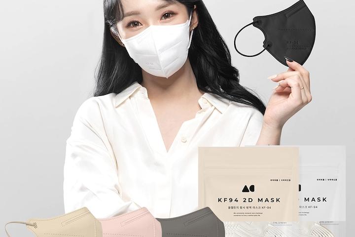 식약처인증 KF94 새부리형 황사 마스크 100매 (화이트/블랙)