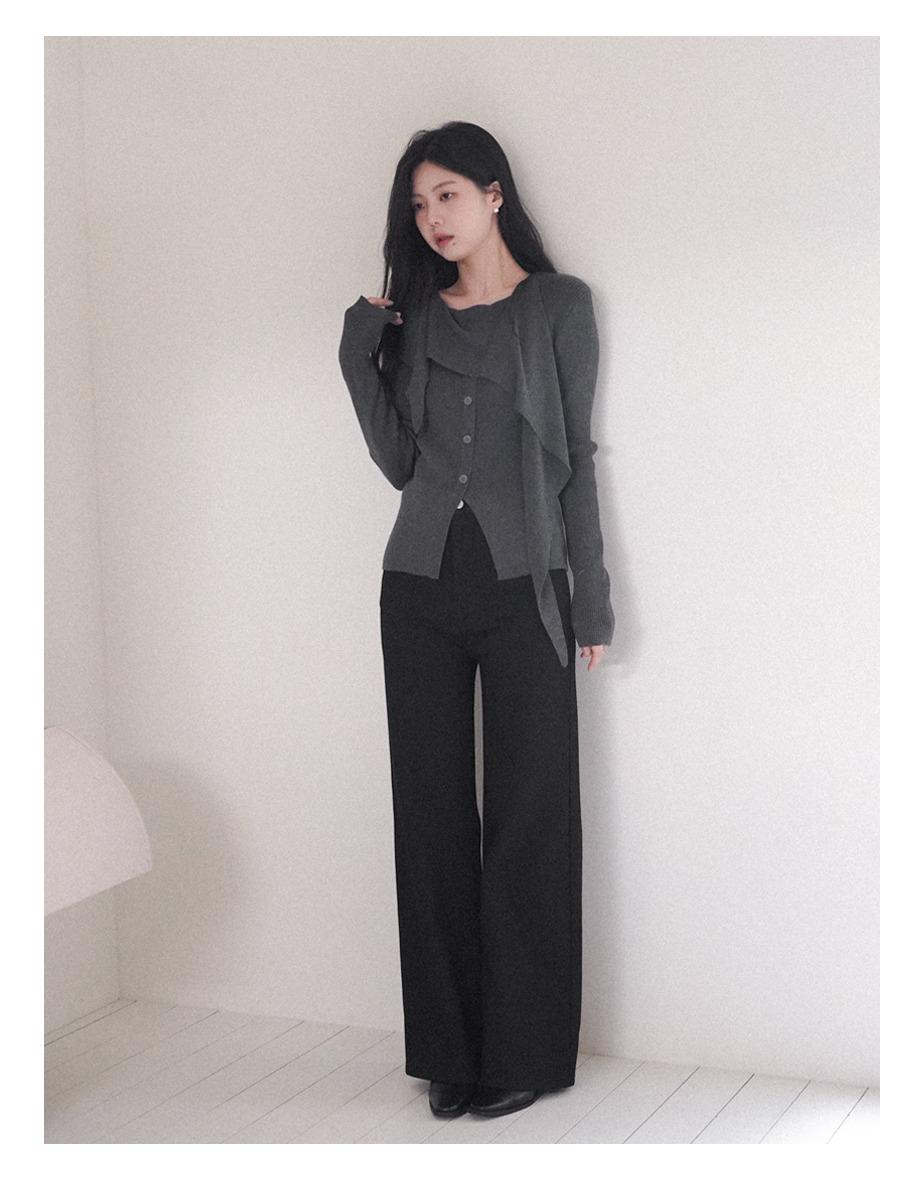 [5일소요] 드리밍 스카프 버튼 니트 탑 [차콜그레이]