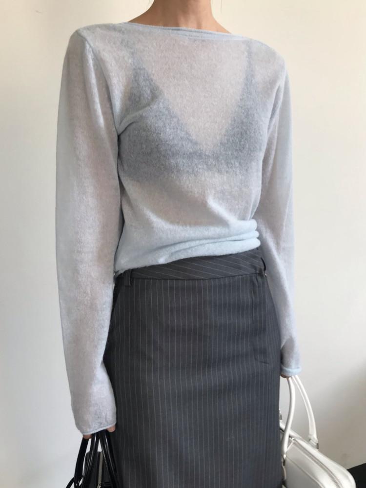 24SS we are 위아 봄 라미 시스루 울 니트