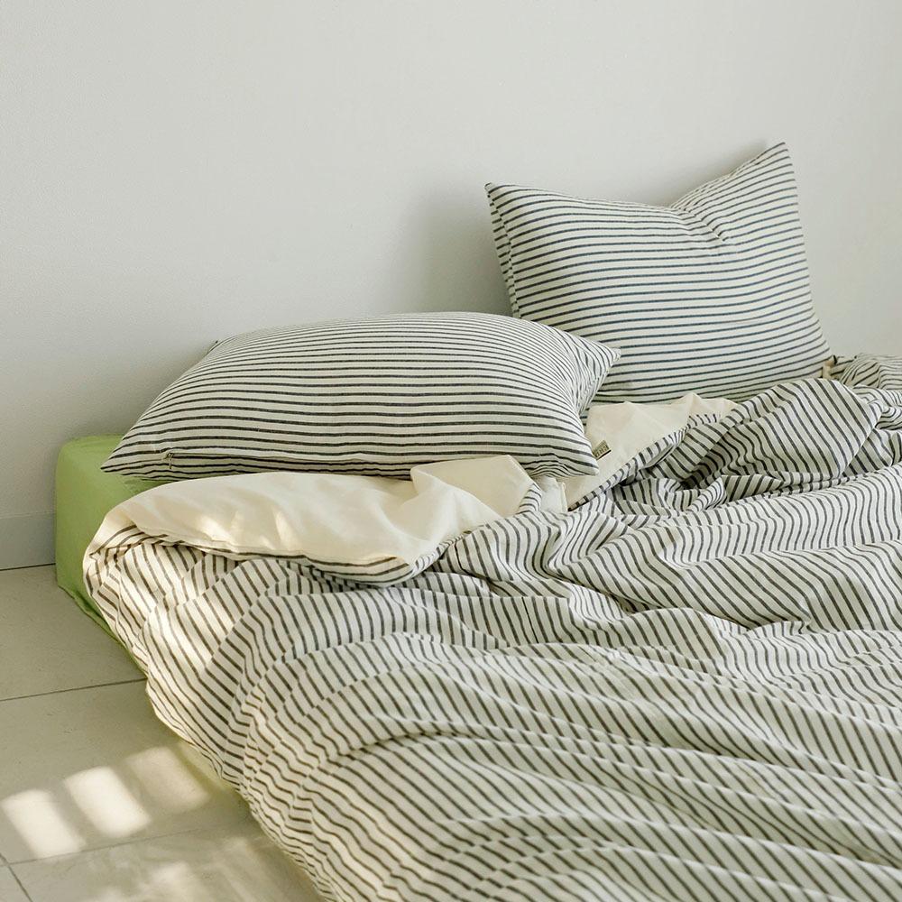 미드 센추리 순면 오웬 스트라이프 사계절 이불커버 베개커버 세트 (SS/Q)