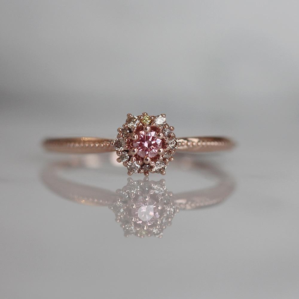 dandelion pink lab diamond ring