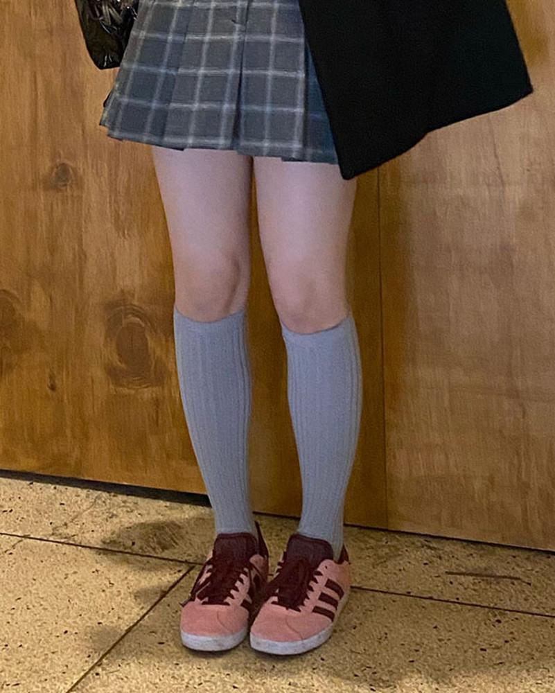[쓰리하우스] 여자 논슬립 골지 니삭스 반 스타킹 필라테스양말 2color