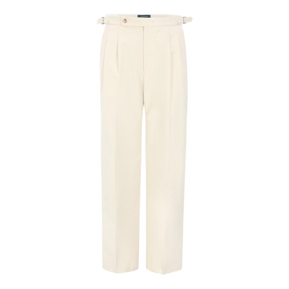 투턱 사이드 어드저스트 코튼 팬츠 크림베이지