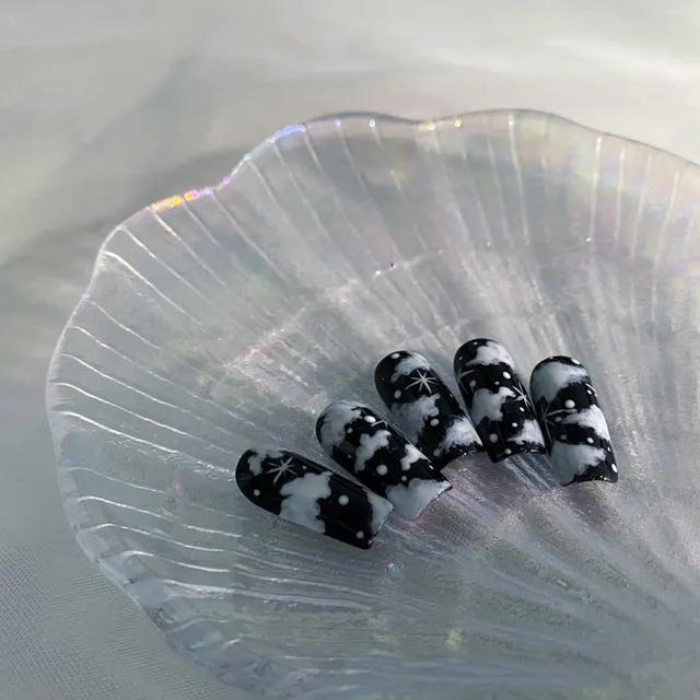 클라우드블랙 수제네일팁 10pcs