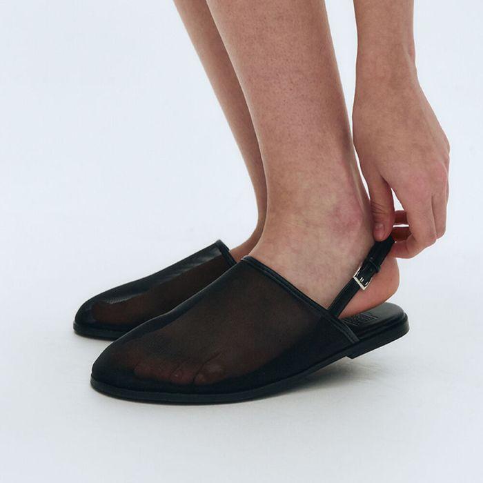 W MESH SHEER MULE black