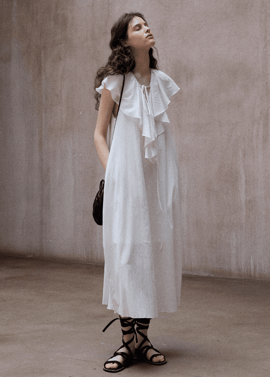 코튼 러플 플로우 원피스