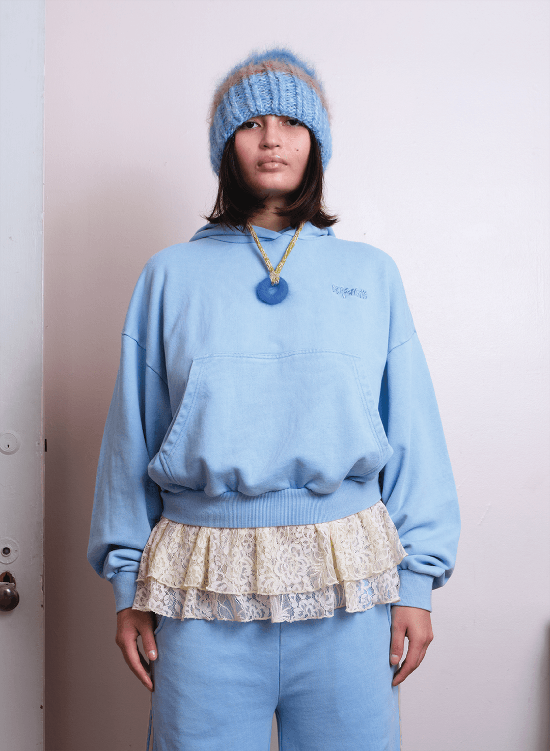 Lacey Hoodie Baby Blue ₊˚⊹♡ - baby blue / L