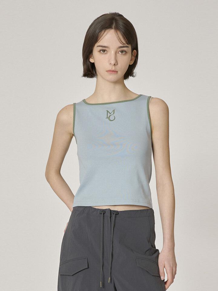 two-way logo sleeveless - blue
