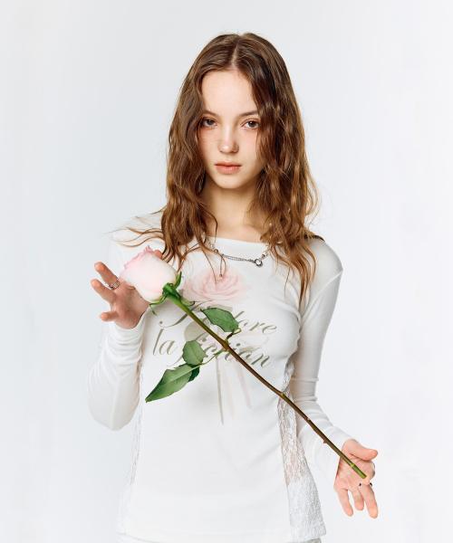 L15 LACE SLIM T-SHIRT (WHITE)