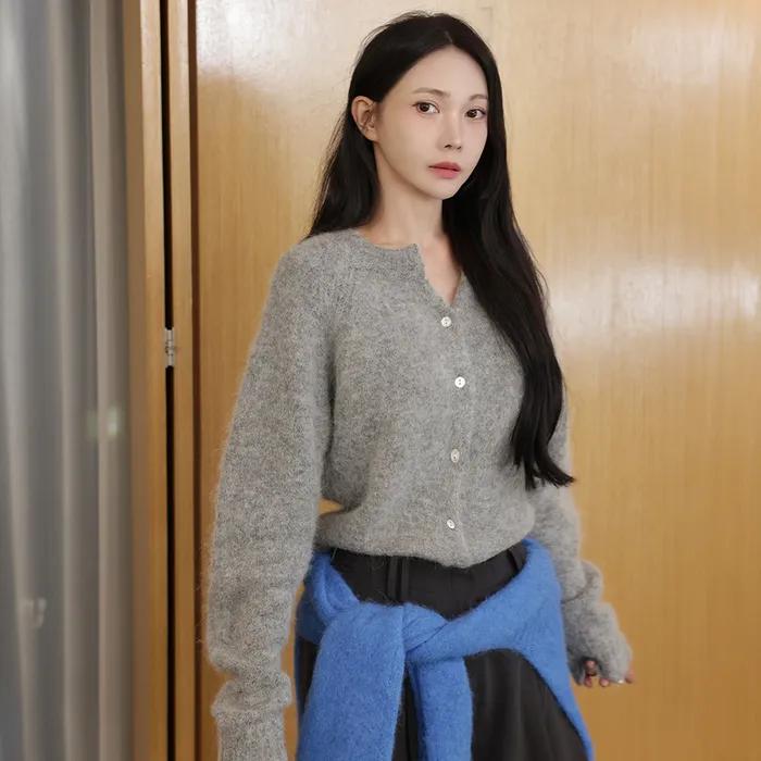 [앨리스펑크 착용] 클라우드 알파카 라운드넥 가디건_4COLORS