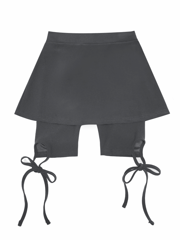 발레코어 사이드 리본 스트링 스판 미니 스커트 레깅스 치마바지